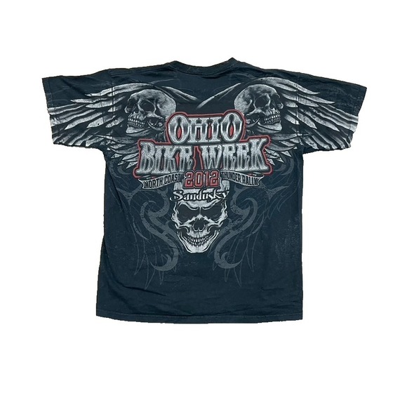 Other - Ohio Bike Week shirt mens large Black 2000s Y2K Skull Wings Gothic Grunge